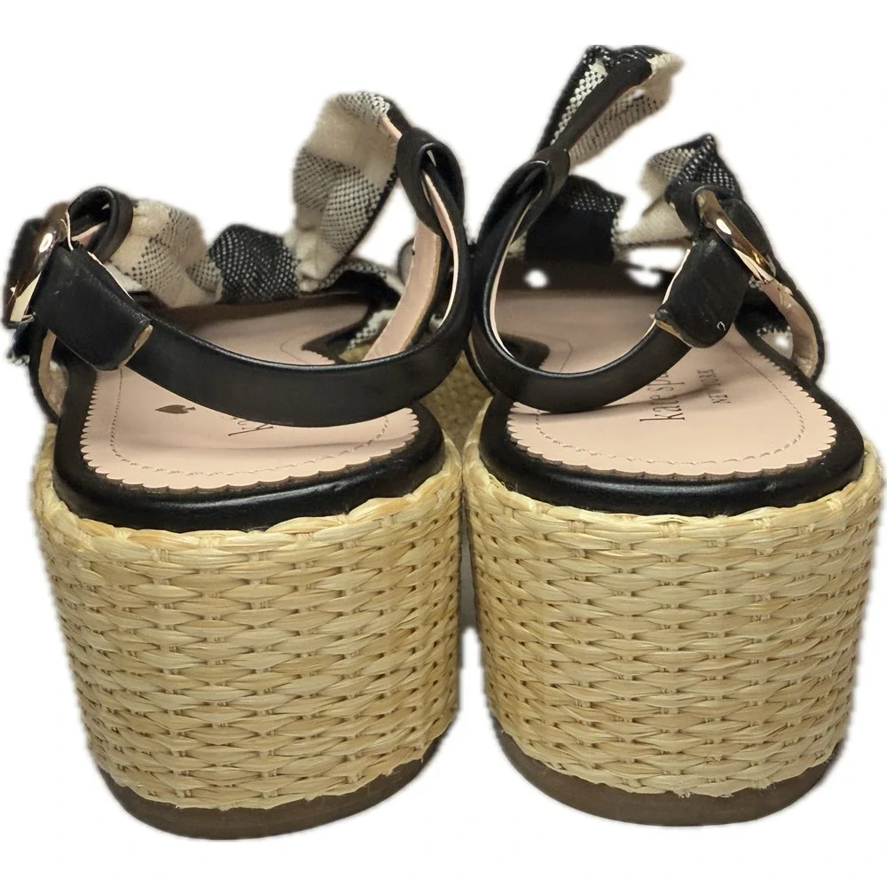 Kate Spade Plaid Gingham Betsy Sandal Black Cream Cottagecore Coquette NWOB US 8